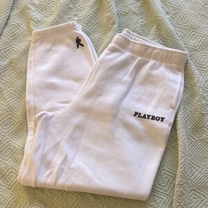 Playboy By PacSun Banded Bottom White Sweatpants S-XL
